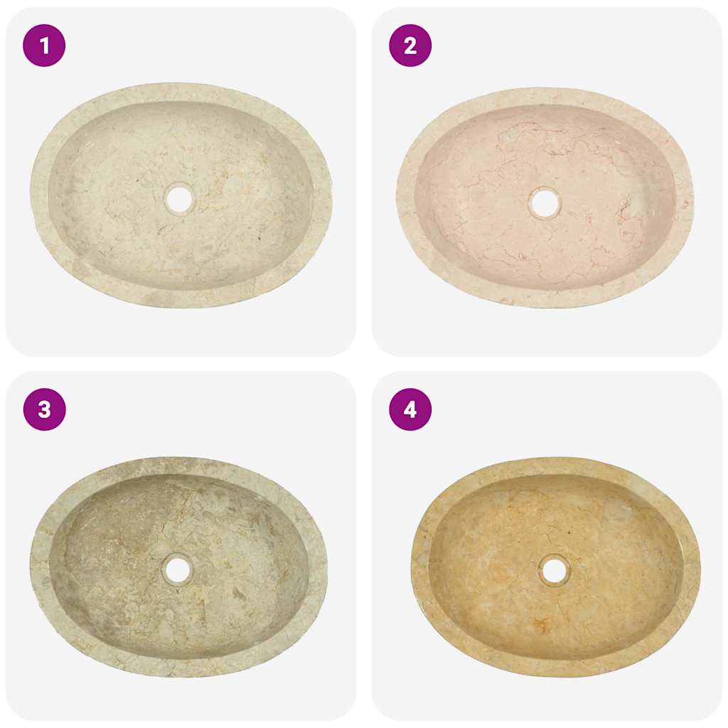 Vidaxl Sink, Cream, 53X40X15 Cm, Marble