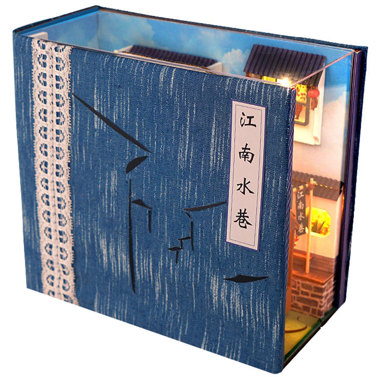 

DIY Book Nook Miniatures House Kit Вставка Dollhouse Model Roombox Building Kit Деревянная книжная полка Игрушки Bookforge для рождественских подарков