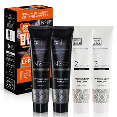 Parkjun Beauty Lab Premium Salon Gray Cover Hair Color Dye 300g, Natural Black, 2 Pcs.