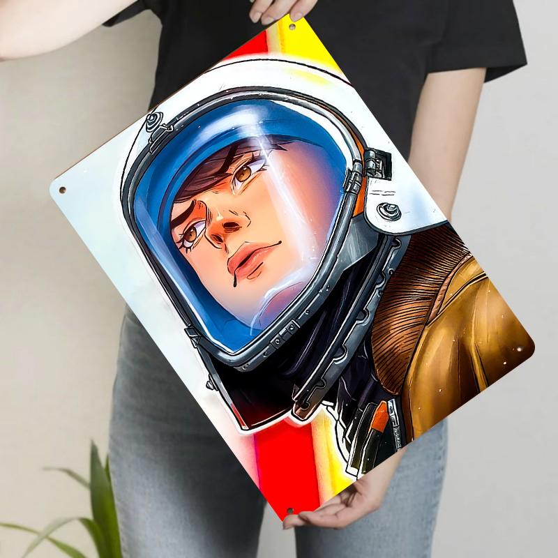 Custom Astronaut Helmet Portrait Metal Wall Art Modern Home Decor Unique Sci Fi Room Decoration 20x30cm（7.8x11.8inch）
