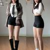 Black Plus Size High Waist A-line Shorts for Spring