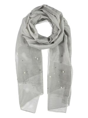 Women' Scarf with Pearls, Gray Passigatti
