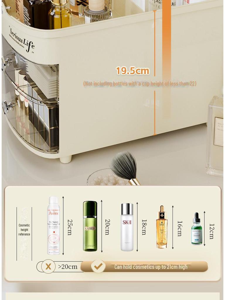 Boîte de Rangement Transparente de Grande Capacité pour Soins de la Peau et Rouges à Lèvres - Organisateur Anti-Poussière et Élégant