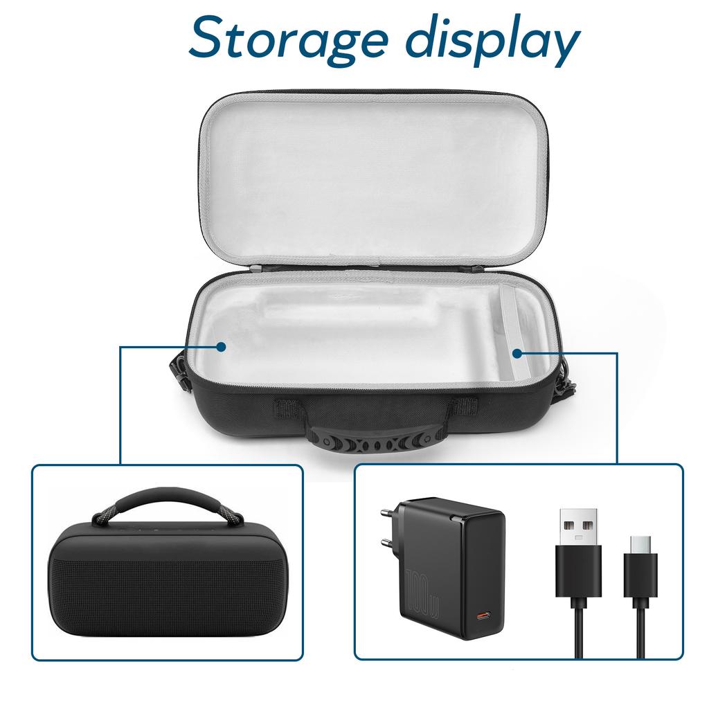 MultiFunctional Carrying Case for Loudspeaker Bag Holder, EVA Travel Case With Cable and Charger Compartments Strap