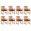 Day and Night - Day and Night Garden Chairs with Cushions 8 Units Solid Acacia Wood