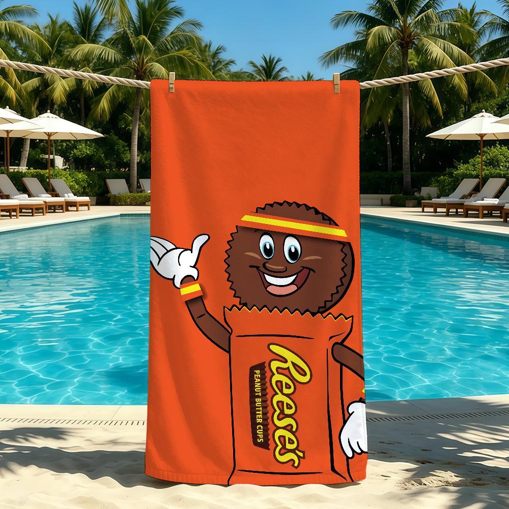 E-Reeses-ES Logo Chocolate Towel For Outdoor Camping Beach Towel Super Absorbent Quick-Drying Summer Towel