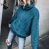 Women's Fashion Casual Fall Winter Solid Color Print Long Sleeve High Neck Sweaters