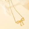 Fashionable Bow Necklace Bowknot Pendant Neckchain Adjustable Chain Choker Handmade Collarbone Chain Gifts for Women