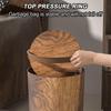 Wood Grain Retro Trash Can Swing Lid Trash Can for Kitchen Living Room Garbage Bin Office Toilet Paper Basket Bathroom