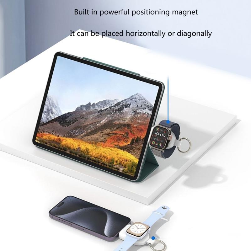 Universal Portable Wireless Watch Charger PD Fast Charging Keychain Shaped Charger Magnetic Handy Charger Dock Stand