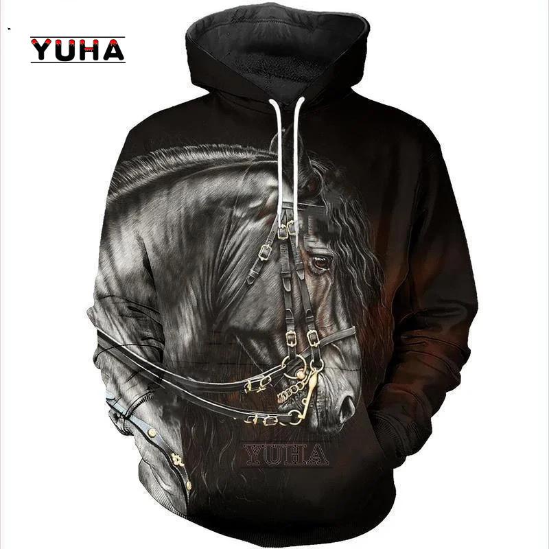 yk2Newest Funny Animal Horse Tattoo Street Clothing Long Sleeved Sportswear Newfashion 3D Printed Autumn Casual Hoodie