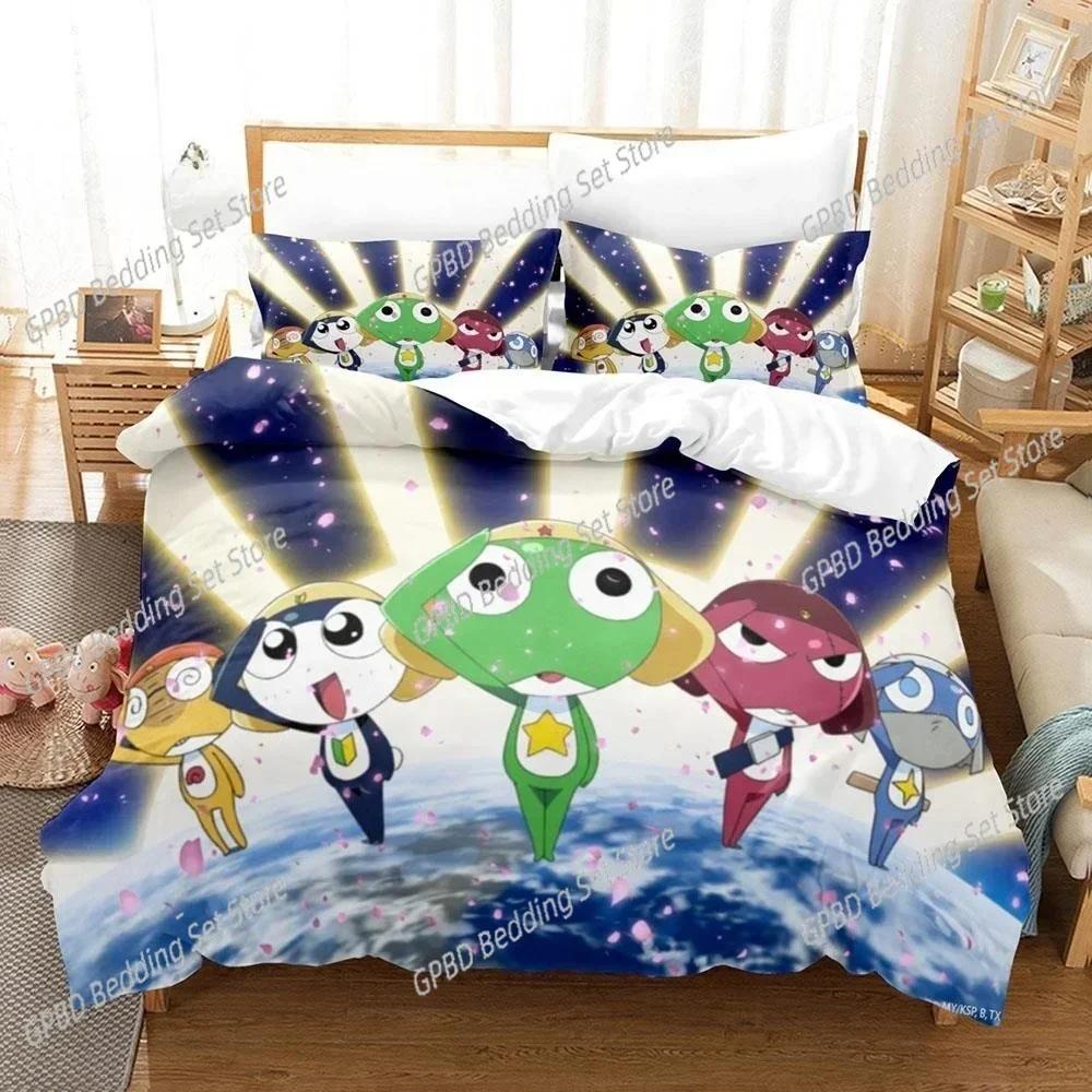 Kawaii Rana Keroro 3D NUOVO Copripiumino Federa Set Biancheria da Letto Adulto Ragazzo Ragazza Decorazione Camera da Letto Bambini Singolo Matrimoniale Grande