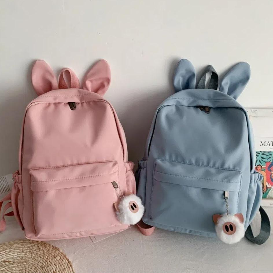 New Rabbit Ear Student Backpack Large Capacity Solid Color Women Backpack Adjustable Strap Lightweight Travel Bag Students