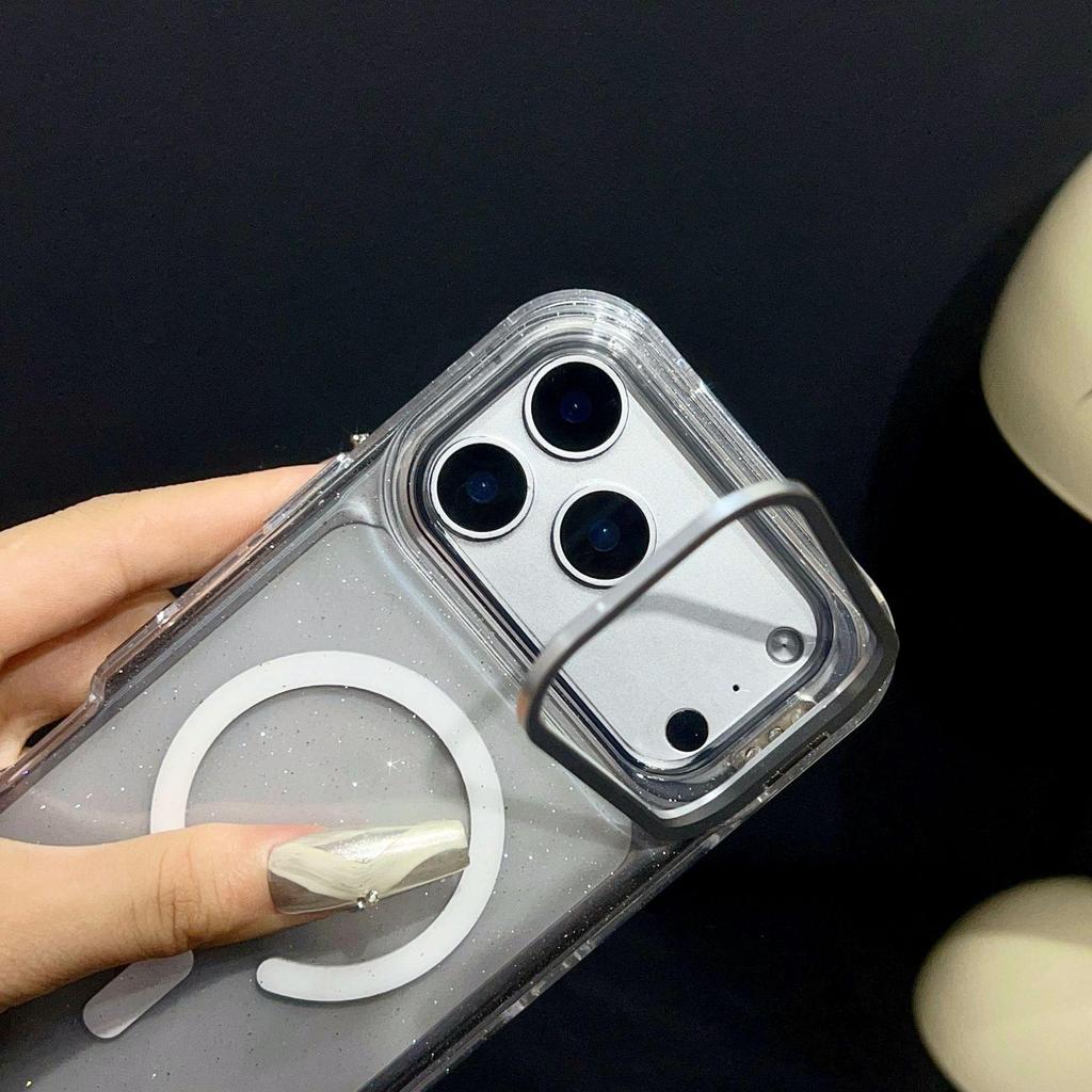 Magnetic Glitter Lens Holder Case for Apple iPhone 14/15Pro/16/17Promax