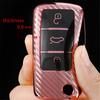 Carbon Fiber Car Key Cover Case Keychain For Vw Volkswagen Polo Golf Passat Beetle Caddy T5 Up Eos Tiguan Jetta Skoda Octavia A5