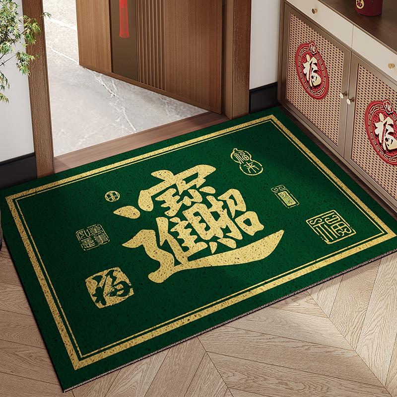 Green Door Floor Mat Entering The Door Silk Ring Foot Pad Non-Slip And Dirt-Resistant Door Mat Thickened Carpet Can Be Cut And Thickened