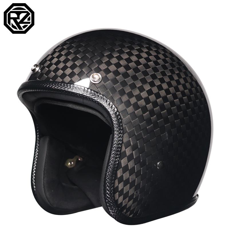 Carbon Fiber Retro Half Helmet for Men and Women - Electric Scooter & Outdoor Riding