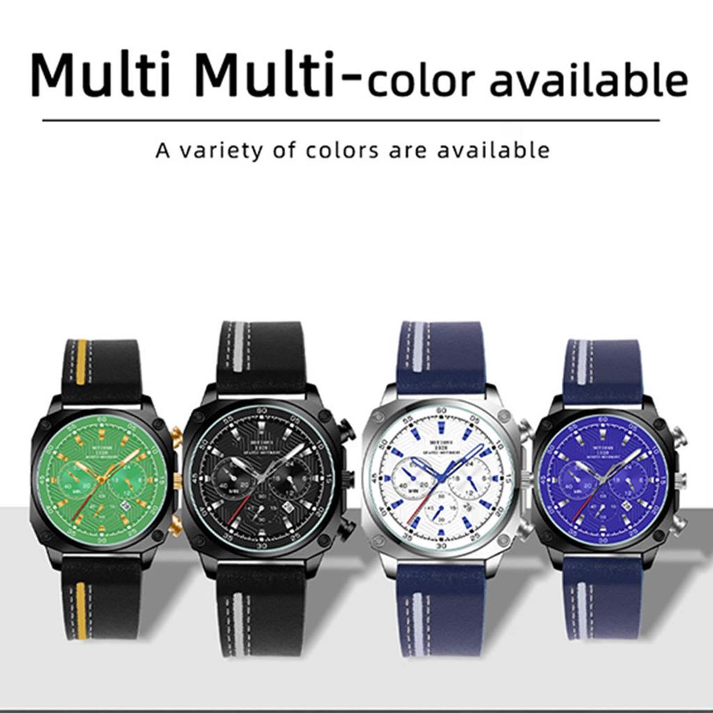 Square Men's Sport Men's Quartz Watch Casual Men's Watch Military Watch Multi-Dial Watch Business Watch Leather Watch