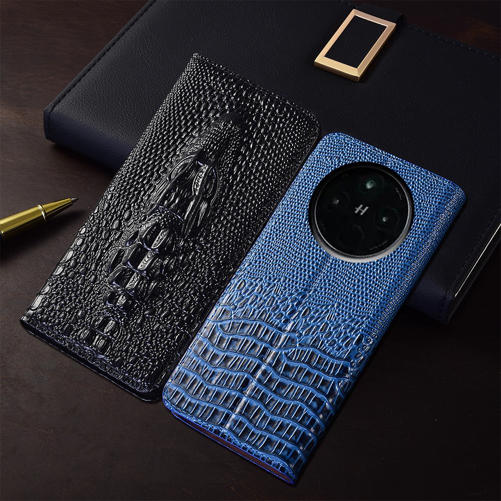 Custodia a Flip in Vera Pelle a Testa di Coccodrillo per OPPO Find X2 X3 X5 X6 X7 X8 X8S X9 Pro Plus Ultra Cover Portacarte Antigraffio