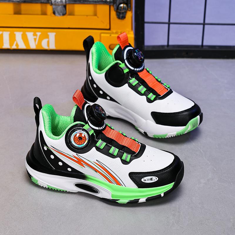 Grundschul-Basketballschuhe Jugend Beton Tatsächlicher Kampf Rutschfest Männliche Kinder Low-Top Drehknopf Sportschuhe