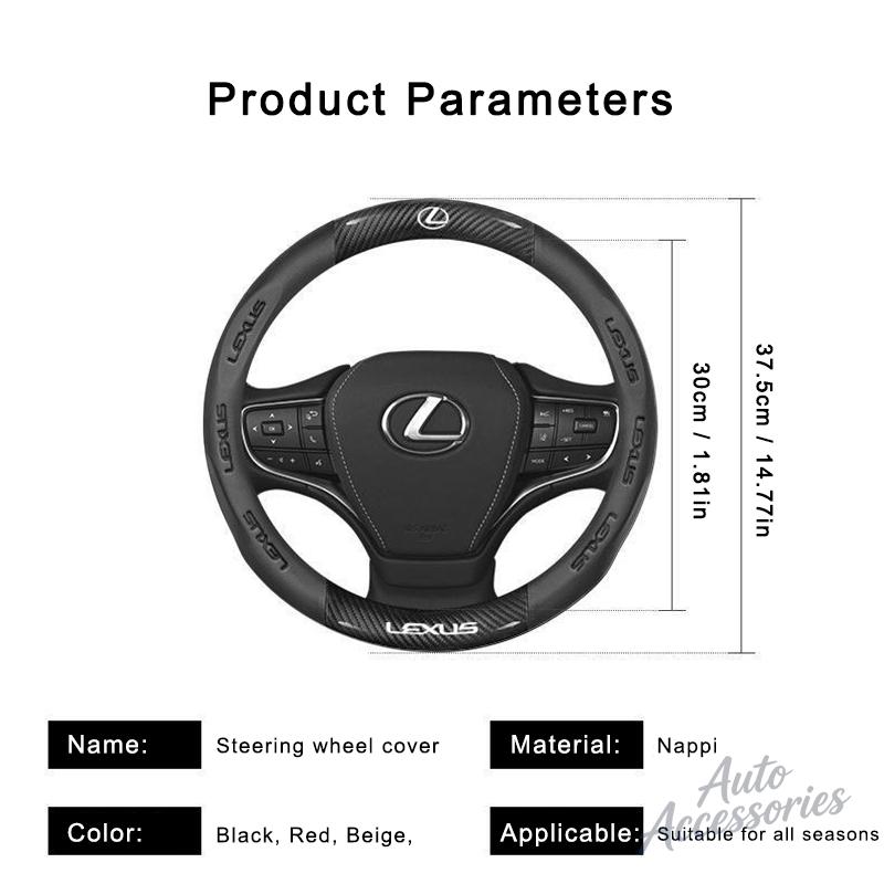 38cm Car Anti-Slip Steering Wheel Cover Carbon Fiber Leather Cover For Lexus F SPORT ES RX NX LS UX LM LX GX LC RZ IS CT GS RC