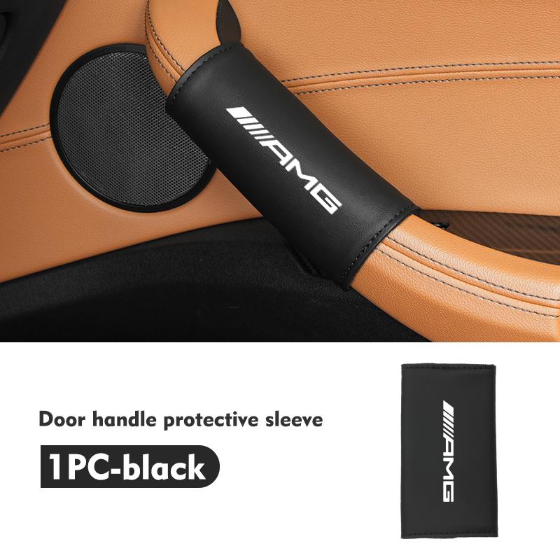 BTY4  Car Door Inner Handle Protective Leather Anti-Wear Sleeve Decor For Mercedes Benz AMG A B C E S G Class A180 CLK CLA GLE GLC