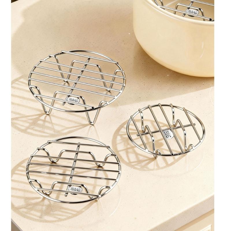Cookware Steam Rack Insert, Round Metal Tray with Support Feet for Warming Plates, Heating Bowls, and Kitchen Cooking