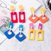 Fun Contrasting Color Splicing Geometric Matte Acrylic Earrings, Candy Color Exaggerated Personality Hipster