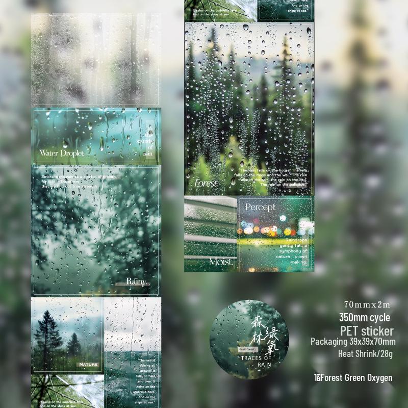 Retro Forest Cabin Rainy Day PET Die-Cut Tape: Window Scene Collage Decoration