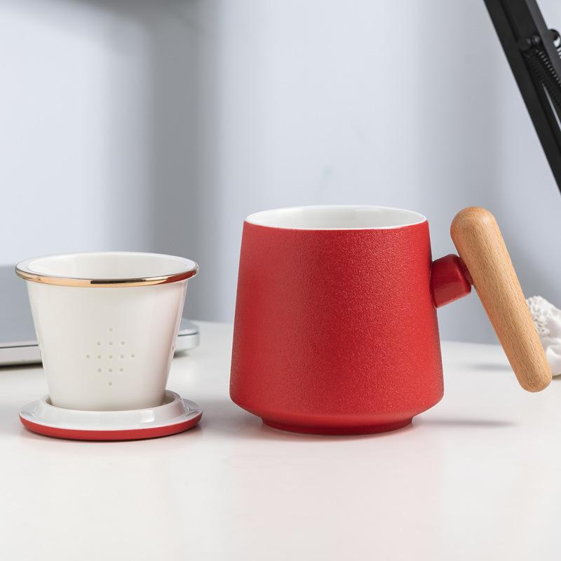 Ceramic Water Cup With Filter Tea Separation Tea Cup Mid-Autumn Festival National Day Teachers' Day Souvenir Lettering