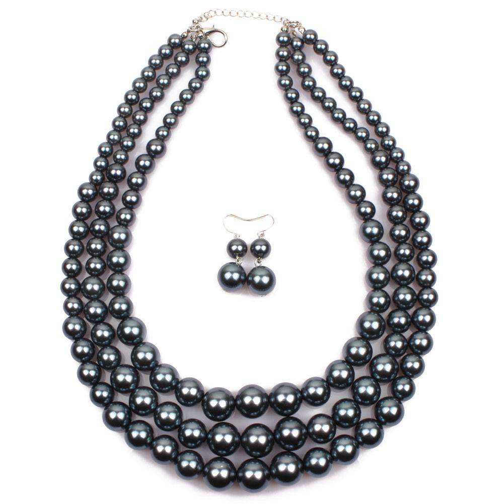 Exaggerated Multi-Layer Pearl Clavicle Necklace for Women (6410)