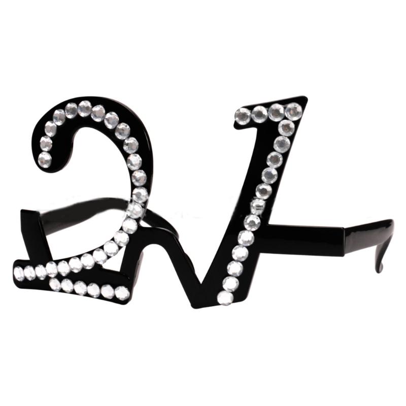 Number Crystal Frame Party Dress-up Glasses for Adults Birthday Christmas Party