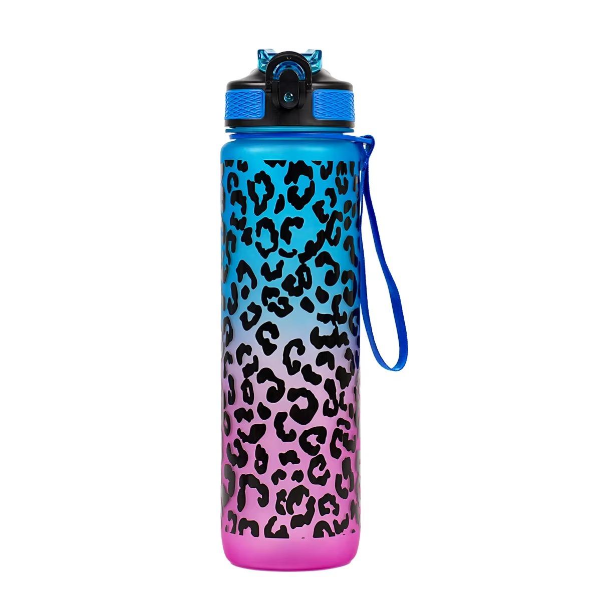 

1 Liter Large Capacity Leopard print Plastic Cup Leak Proof Sports Water Bottle Drink items Outdoor Travel Portable Gym Bottle 1000ml
