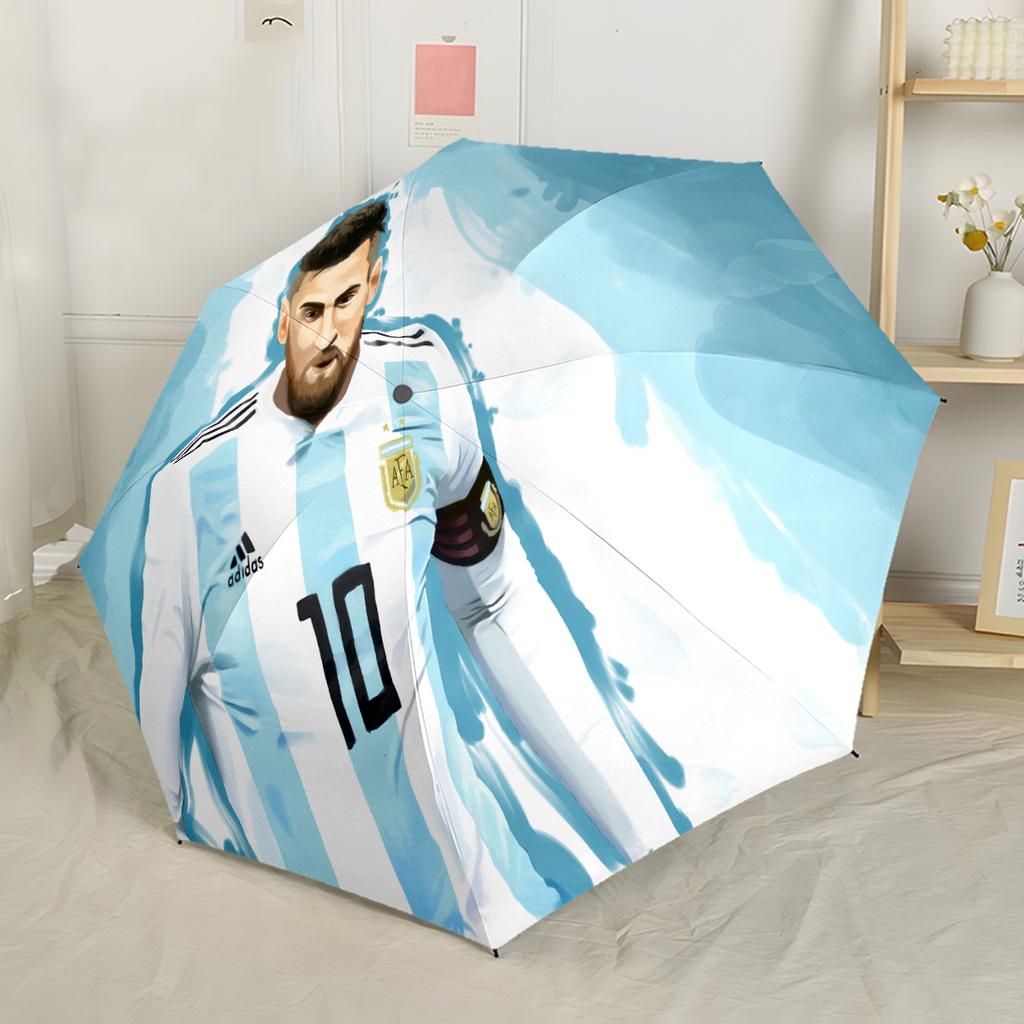 Football Legend Messi Automatic Umbrella Compact & Durable 8-Rib Design Foldable Design Durable Everyday Carry Umbrella Fashion Lovers Spiritual Gift
