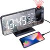 180° Arm Projection LED Digital Alarm Clock Table Watch FM Radio Electronic Bedside Desk Clock Temperature Humidity Display