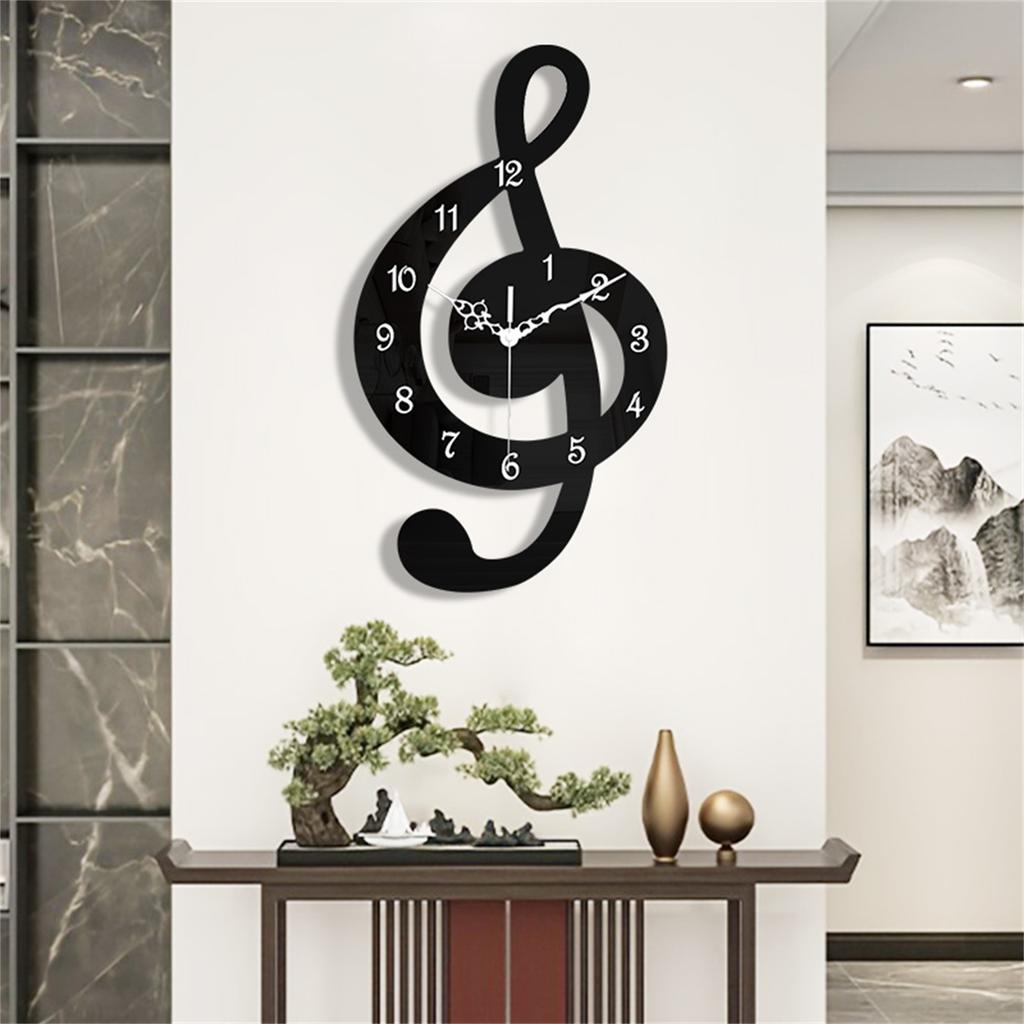 Horloge Murale Moderne Note de Musique Décorative Silencieuse Sans Tic-Tac Art Mural Musical Décor Cadeau pour Salle de Piano Studio