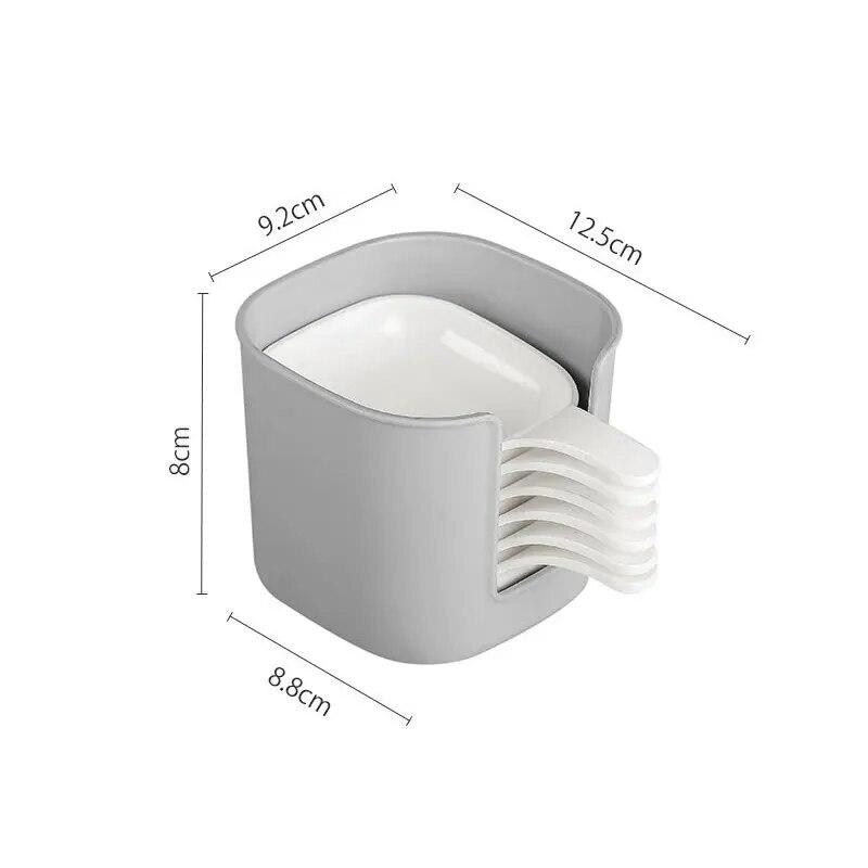 6Pcs/set Plastic White Household Dipping Small Dishes With Handles Tableware Set With Storage Rack Sauce Vinegar Dishes