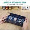 Scratch-Resistant Genuine Leather Watch Storage Box - Unisex 3-Piece Set with Pillowcase for Travel