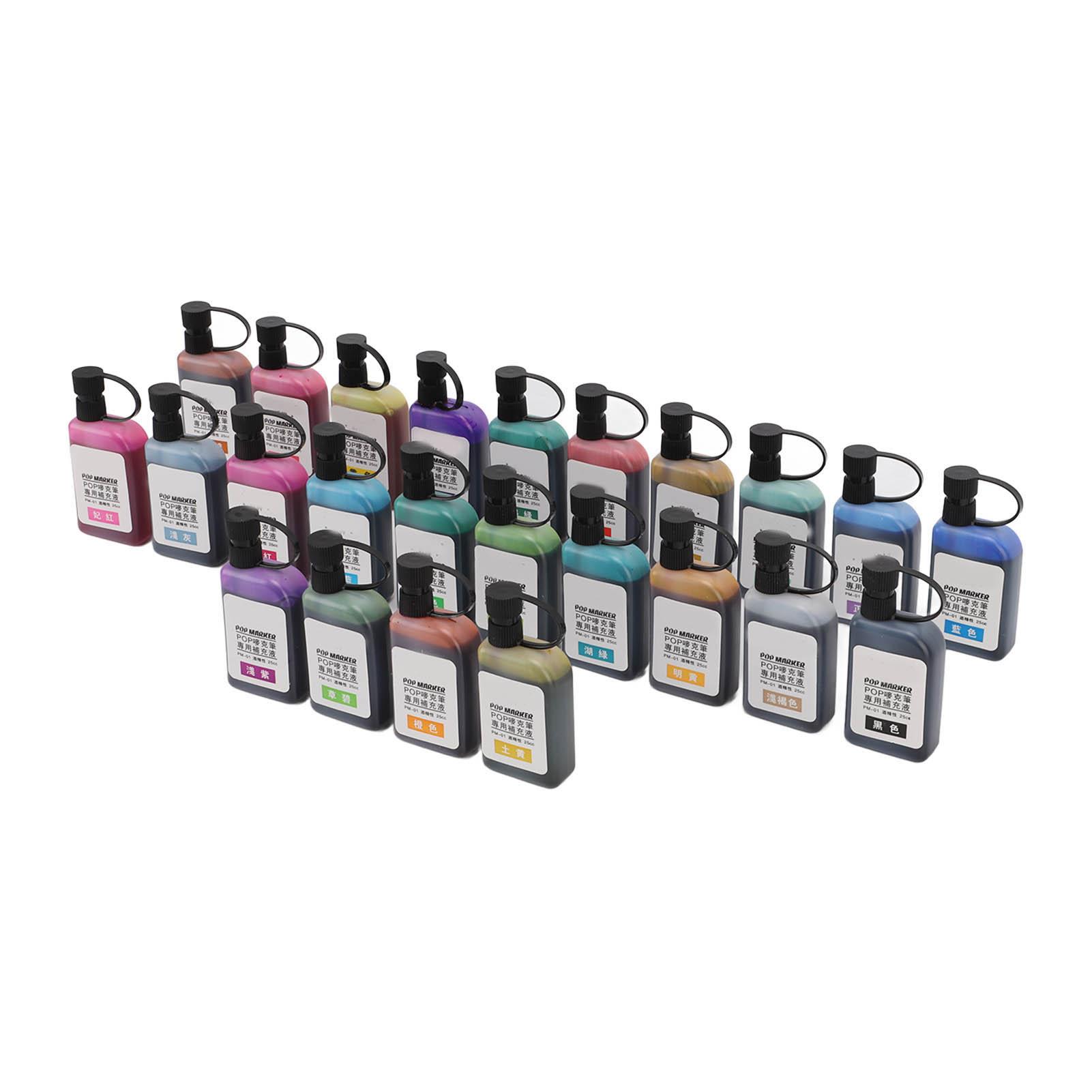 

24 шт. сменные чернила для цветных водостойких маркеров с прозрачными флаконами для