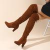 Women's Wide Width Suede Over-The-Knee Boots - Chunky & High Heel Thigh High Boots, Fall/Winter Fashion Boots with Soft Lining