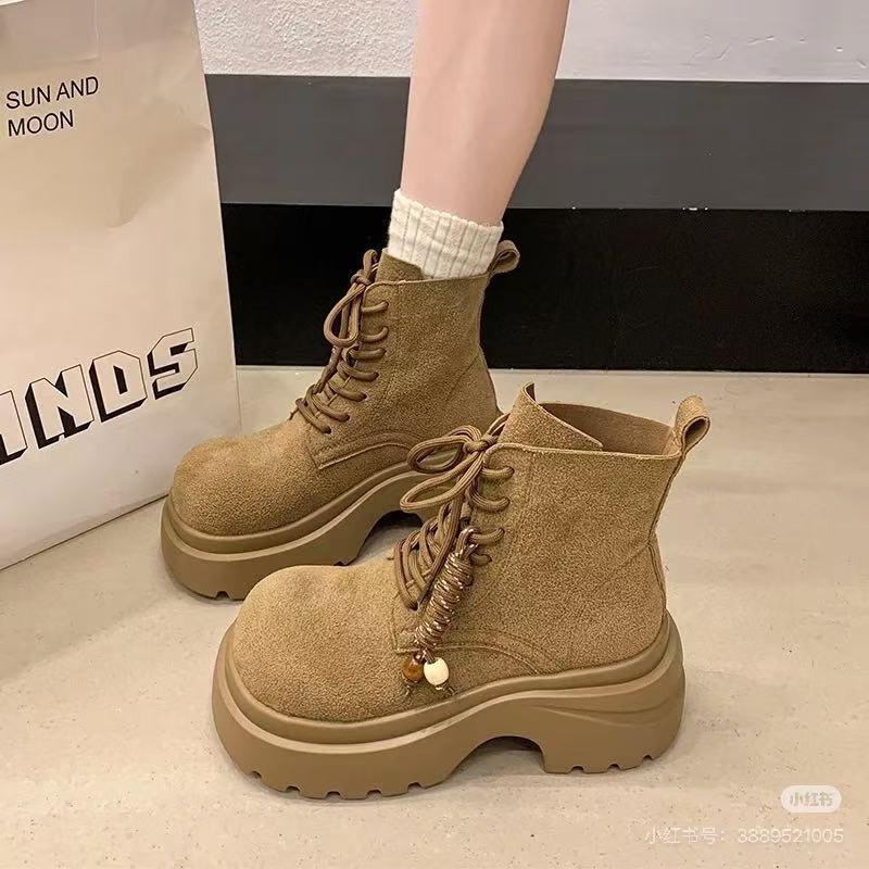 

New versatile Martin boots women s new short boots autumn boots western cowboy boots thick sole 35 хаки