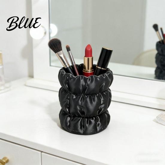 Soft Satin Pen Container Macaron Color Holder Cloud Pleat Design Pencil Office Desk