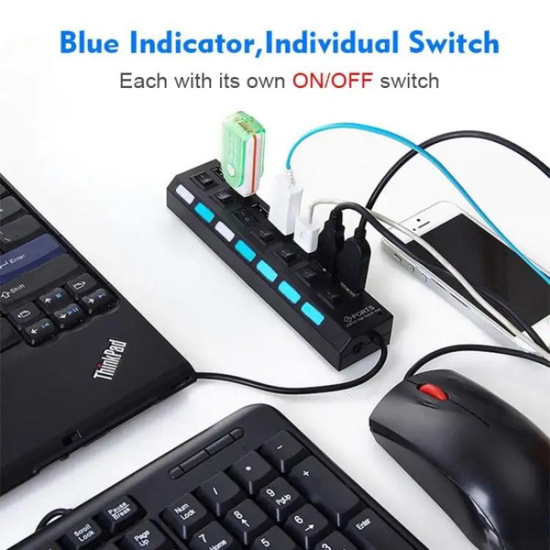 USB 2.0 HUB 4/7 Port Multiple Expander With ON/OFF Switch Multi USB Splitter Hub 4ports 7ports Adapter Computer Accessories