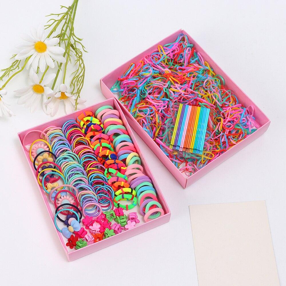 1110pcs Hair Accessories Set Hairstyle House Play Toy Girl Elastic Hair Bands Hairpins Flower Hair Claws Hair Ties