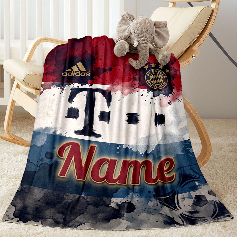 Bayern Munich Poster Personalized Name Blanket Throw Personalized Blanket Soft & Cozy Throw For Livingroom Sofa Bed Seaside All-Season Use