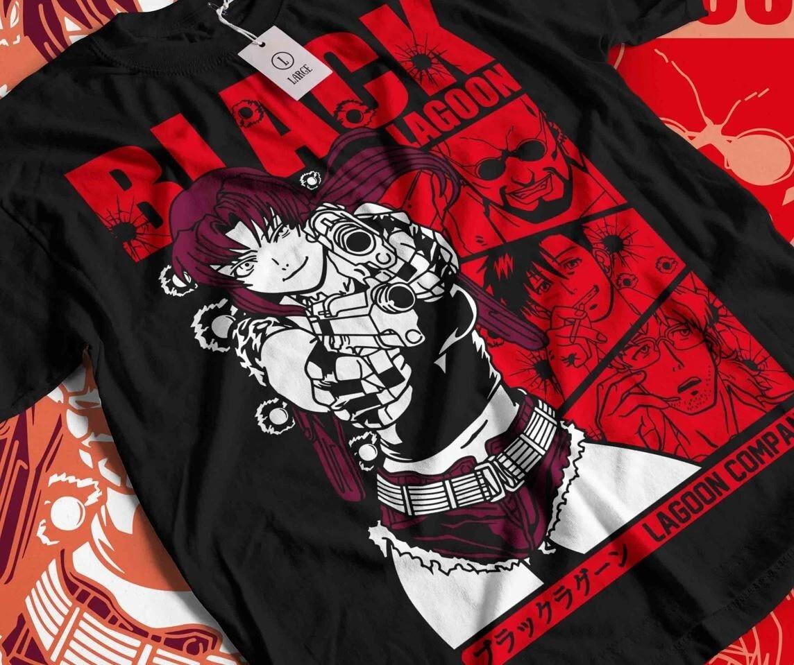 Strip Girl anime T Shirt Mens Womens Tees Top, Black Lagoon Revy, gun girl, fan gift lot XL