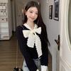French Ribbed Lace Trim Slimming Top: Chic Autumn/Winter Base Shirt