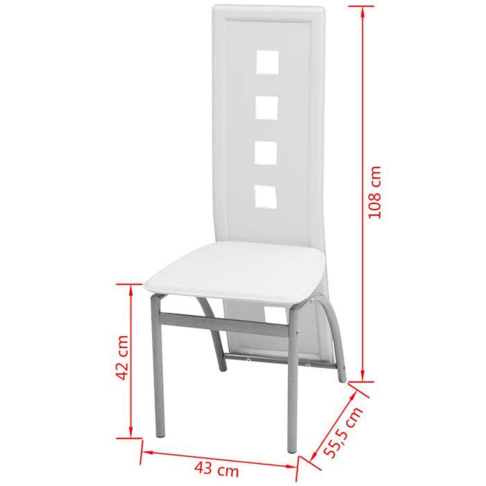 Dining Chairs - VIDAXL - Set of 6 - White Faux Leather - Metal