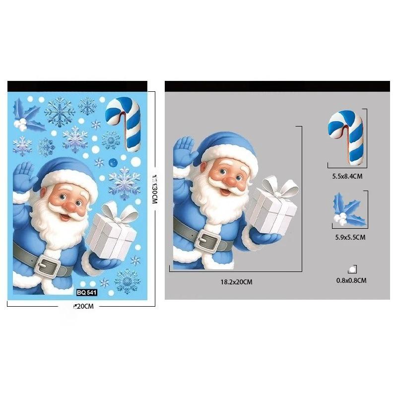 

Рождественские синие наклейки на окна снеговик Дед Мороз птица снежинка лось украшения Счастливого Рождества 2025 С Новым годом 2026