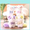 Cute Animal Plush Doll With Checkered Bow Decoration For Bags And Keys